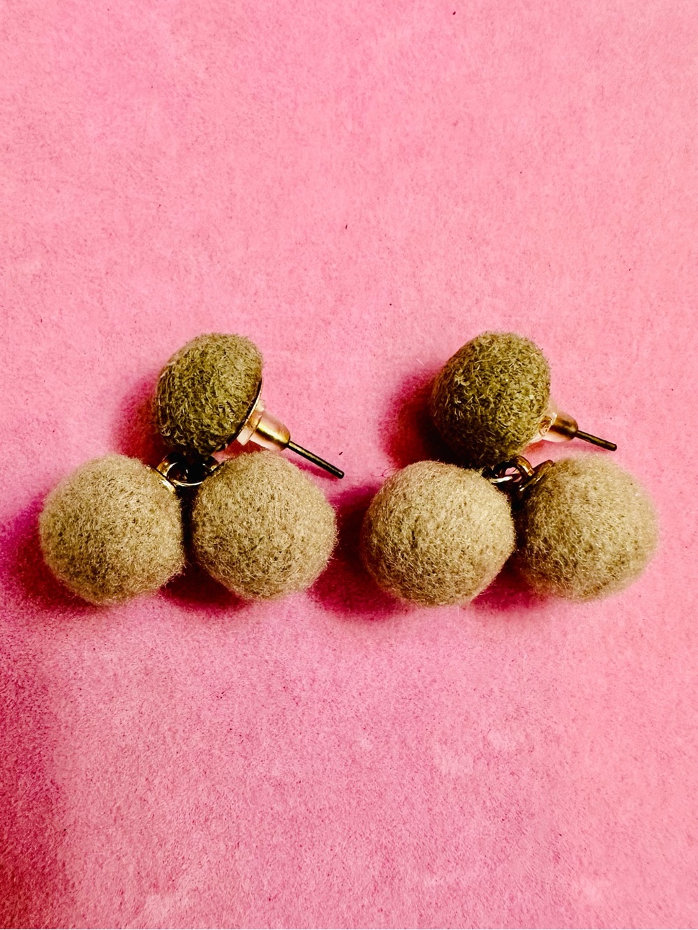 Neutral Pom Pom Dangle Earrings